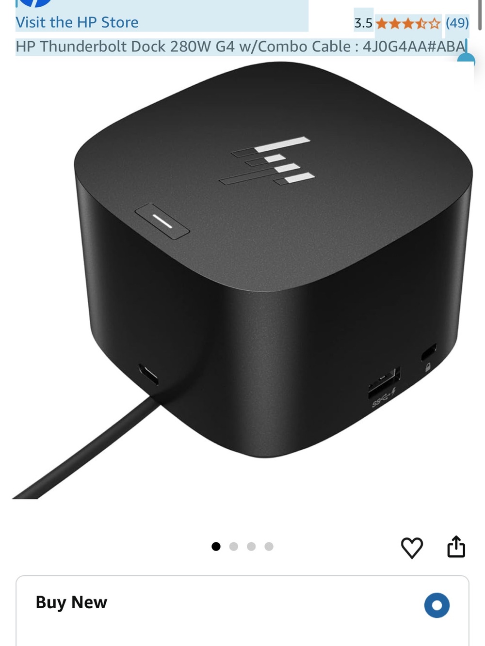 HP Black Thunderbolt Dock with Multiple Ports